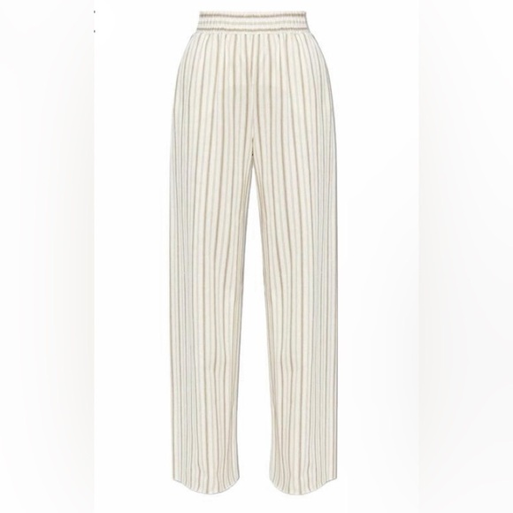 Max Studio Striped Linen Pants in Cream and Tan - Picture 1 of 9